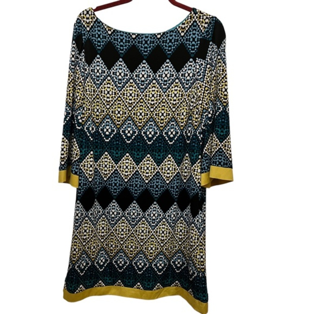 Jessica H Sheath Multicolor Women’s MIDI Dress Geometric Pattern Size 14
